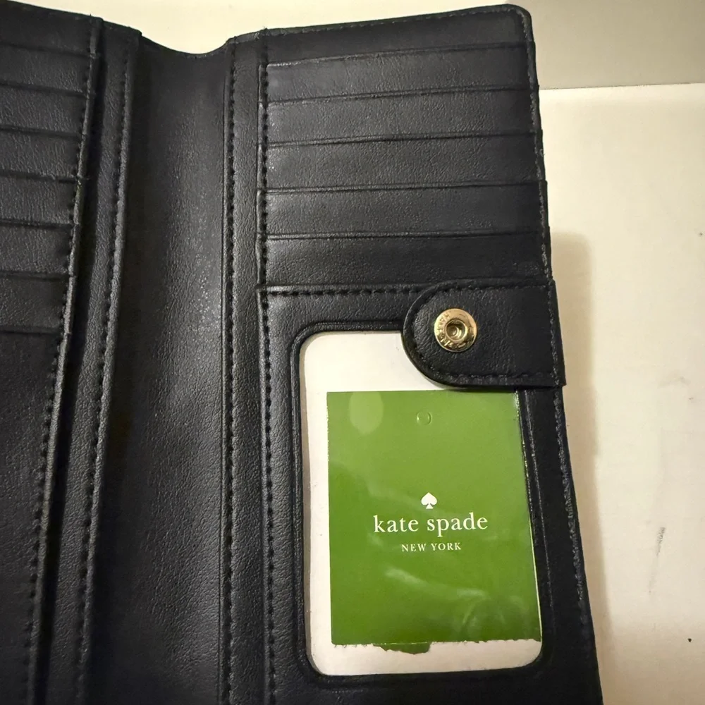 Kate Spade Pop Art Check Stacy Bifold Wallet Grove Street Printed Black. New - Picture 5 of 10